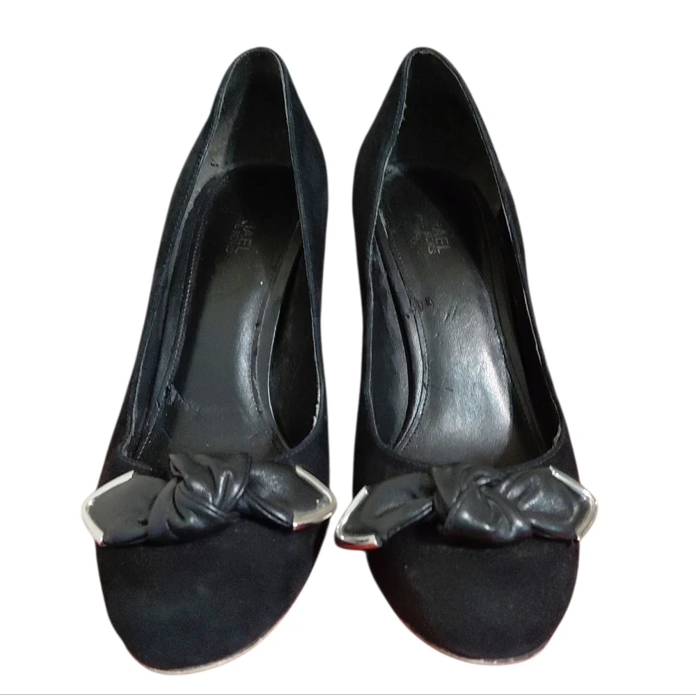 Michael Kors Liza Black Suede Block Heel Pump size 7 M - Picture 3 of 13